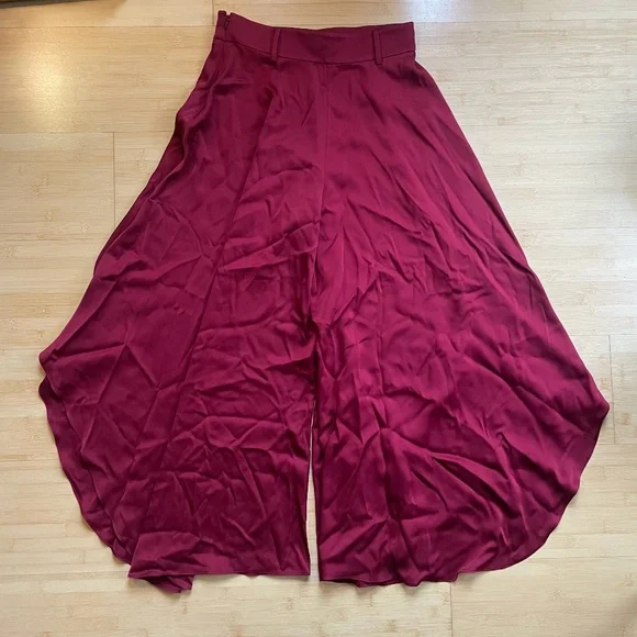 Lilysilk Wide-Legged Silk Fig Pants in Oxblood, Size 27 - Picture 8 of 9